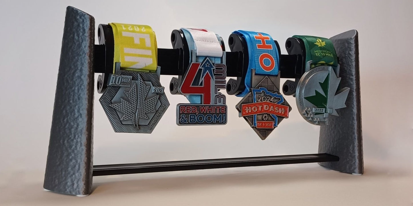 Medal Display, Standing, Hammered Silver, 4-Medal