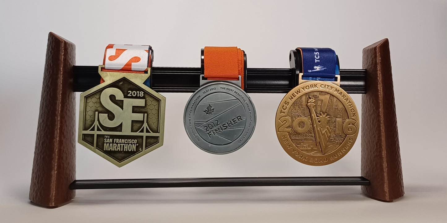 Medal Display, Standing, Hammered Copper, 4-Medal