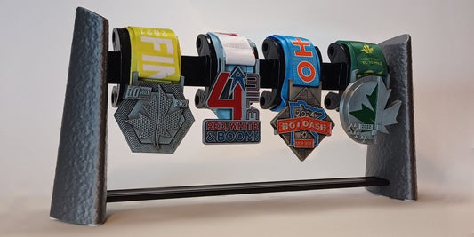 Medal Display, Standing, Hammered Silver, 4-Medal