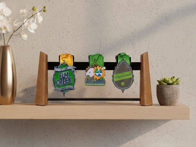 Medal Display, Standing, Oak Color, 4-Medal