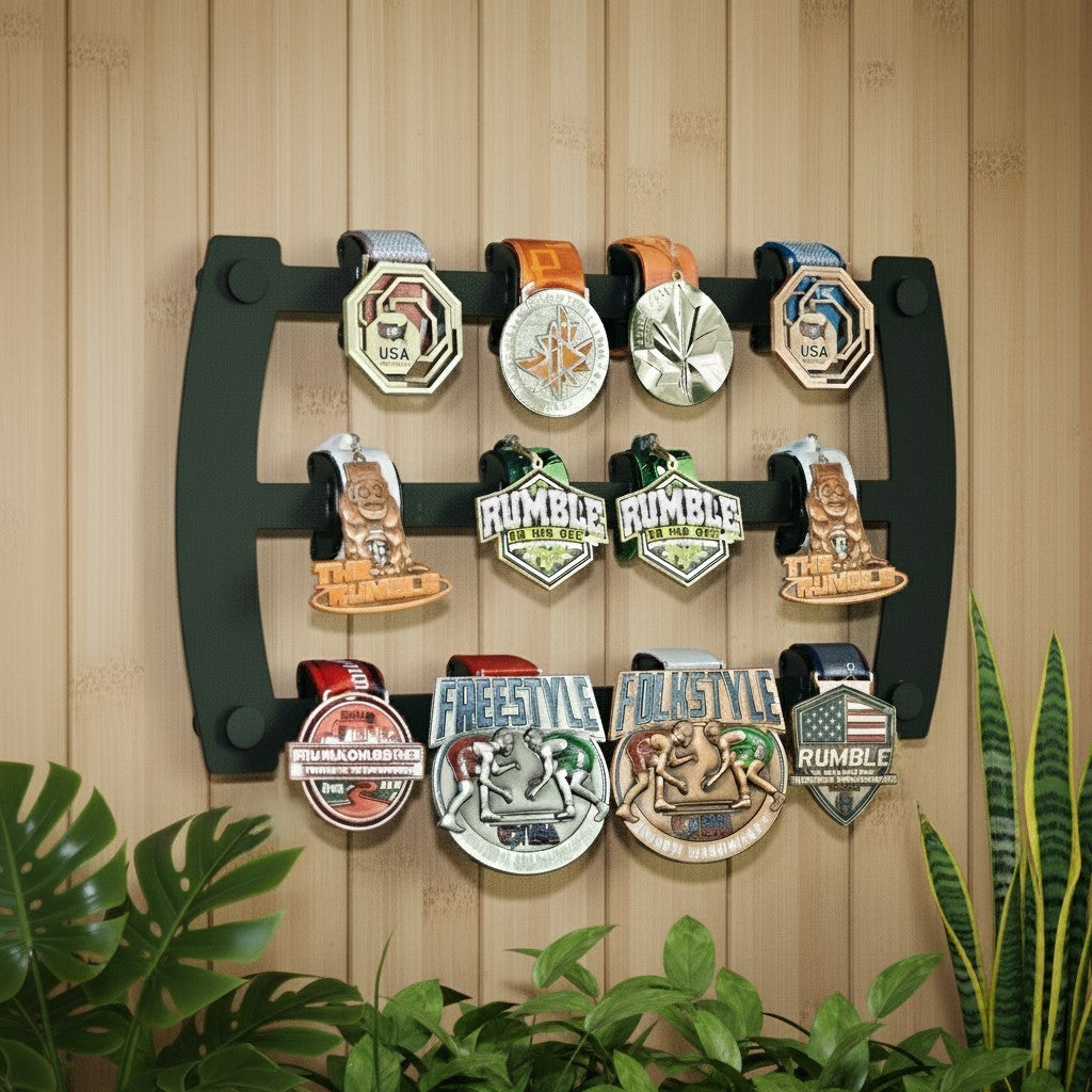 Medal Display: Wall-Mount, Black Matte, 15-Medal