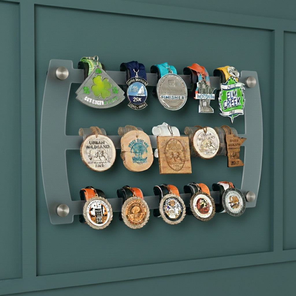 Medal Display: Wall-Mount, Clear Matte, 15-Medal