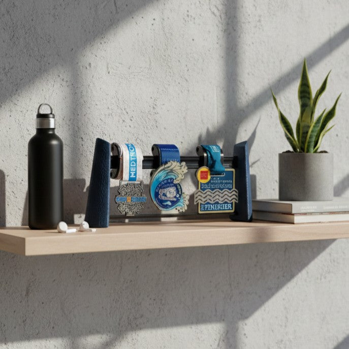 Medal Display, Standing, Navy Blue, 4-Medal