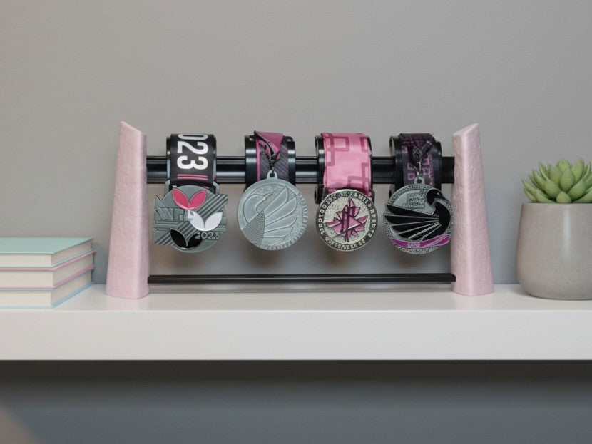 Medal Display, Standing, Pink/White, 4-Medal